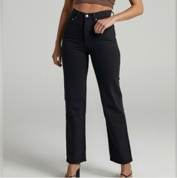 Levi's Ribcage Straight Black Sproud Full Length Sz 26 - Picture 1 of 16